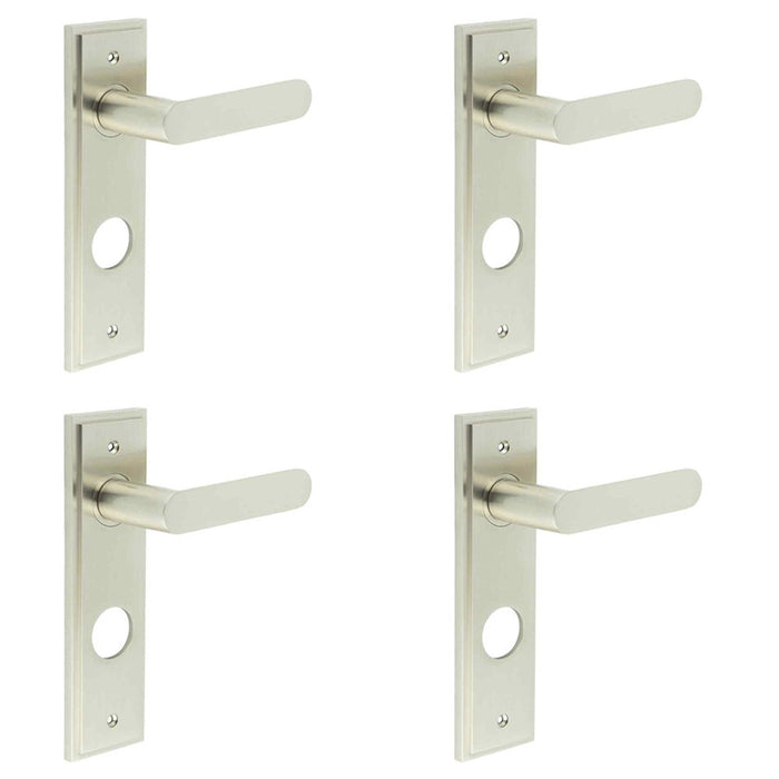 PACK Satin Nickel Bathroom Door Handle with Backplate Elegant Durable Design Solid Brass Interior Handle