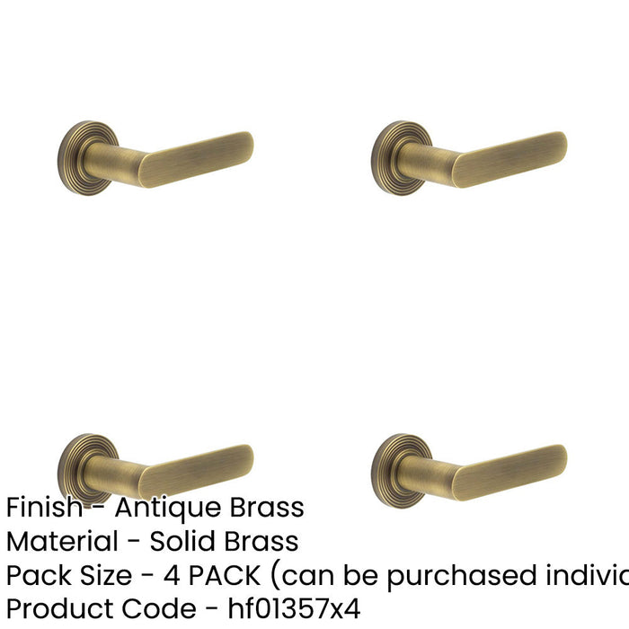 PACK Antique Brass Reeded Rose Door Handle Elegant Interiors Solid Brass Interior Handle-1