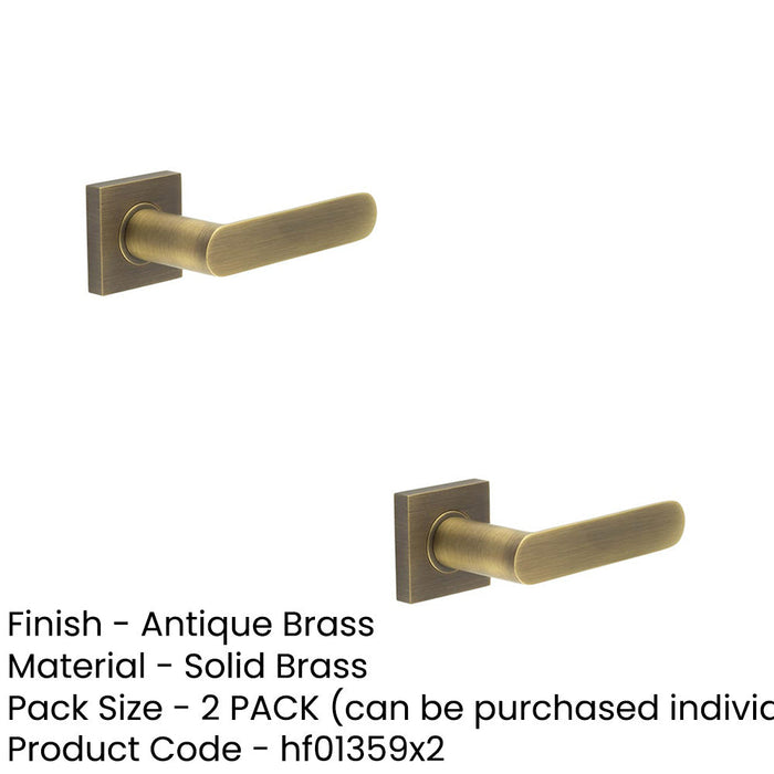 PACK Elegant Square Plain Door Handle Antique Brass Finish Solid Brass Interior Handle (1)-1