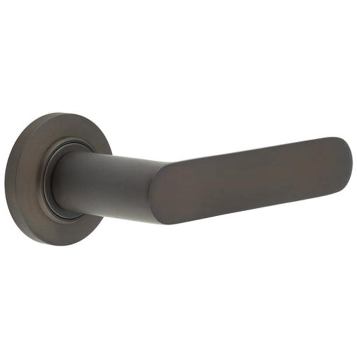 Elegant Dark Bronze Door Handle with Plain Rose Design Solid Brass Interior Handle