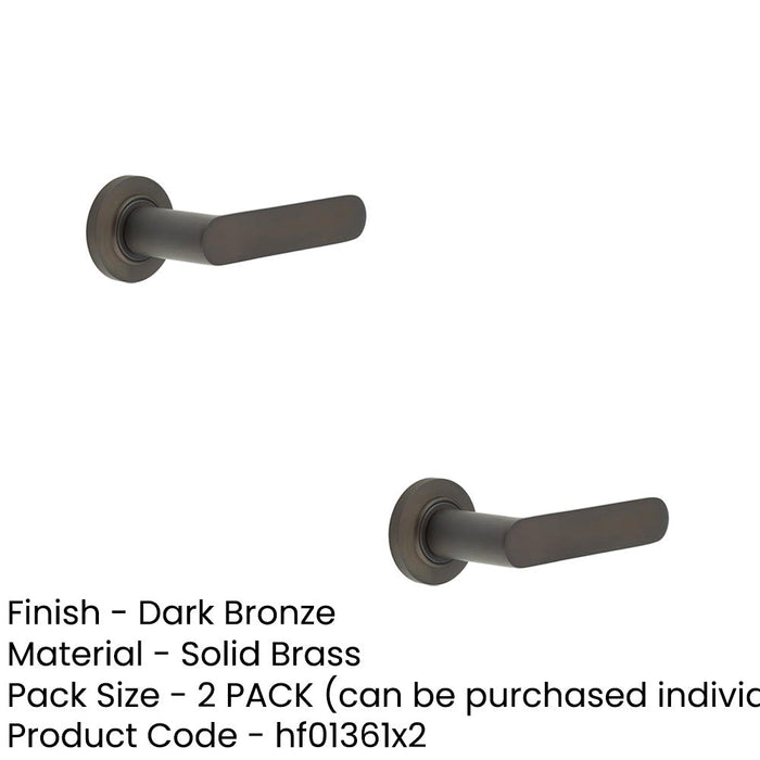 PACK Elegant Dark Bronze Door Handle with Plain Rose Design Solid Brass Interior Handle (1)-1