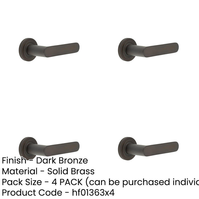 PACK Elegant Chamfered Rose Door Handle Dark Bronze Finish Solid Brass Interior Handle (1)-1