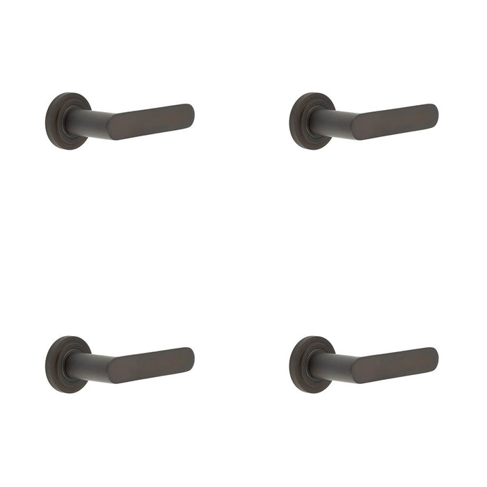 PACK Elegant Chamfered Rose Door Handle Dark Bronze Finish Solid Brass Interior Handle (1)