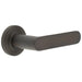 Elegant Dark Bronze Door Handle with Stepped Rose Design Solid Brass Interior Handle