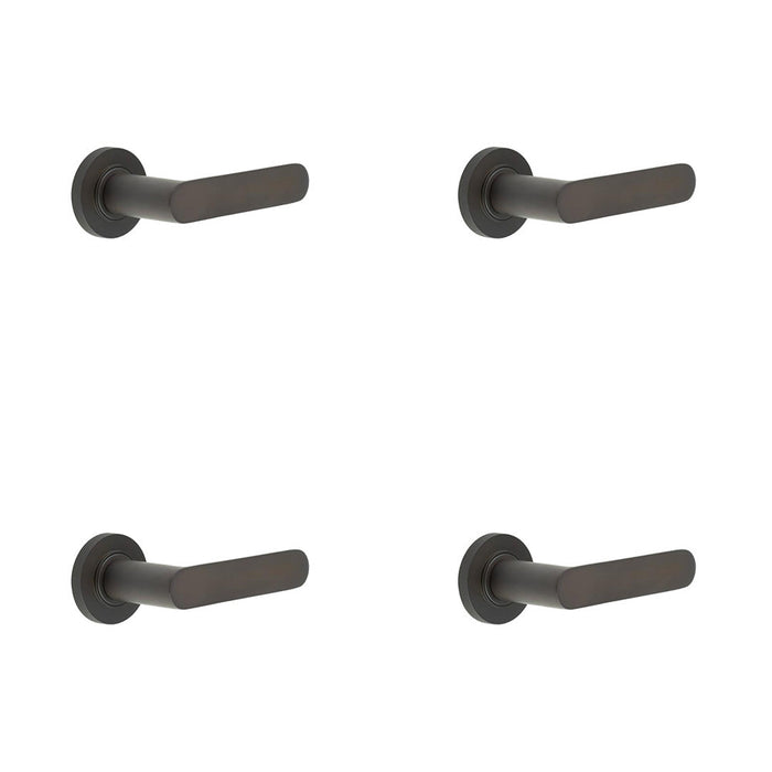 PACK Reeded Rose Dark Bronze Door Handle Elegant Interiors Solid Brass Interior Handle (1)