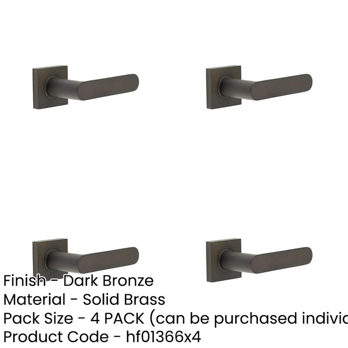 PACK Elegant Square Door Handle Dark Bronze Stylish Interiors Solid Brass Interior Handle-1