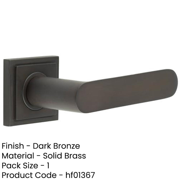 Stylish Dark Bronze Square Door Handle with Stepped Rose Design Solid Brass Interior Handle (1)-1