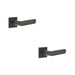 PACK Stylish Dark Bronze Square Door Handle with Stepped Rose Design Solid Brass Interior Handle (3)