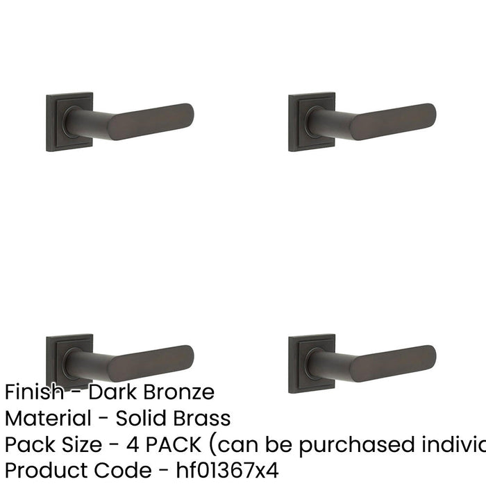 PACK Stylish Dark Bronze Square Door Handle with Stepped Rose Design Solid Brass Interior Handle (1)-1