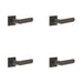 PACK Stylish Dark Bronze Square Door Handle with Stepped Rose Design Solid Brass Interior Handle (1)