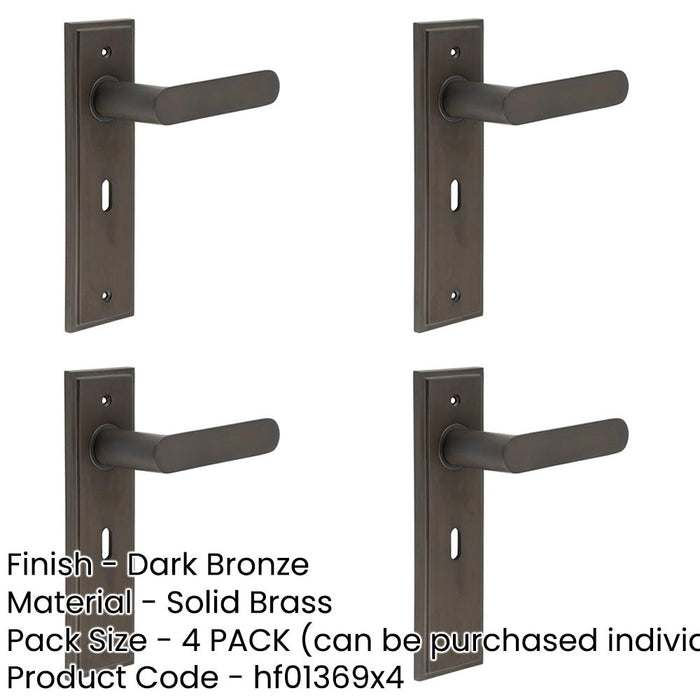 PACK Elegant Dark Bronze Door Handle Lock Backplate Stylish Interiors Solid Brass Interior Handle-1