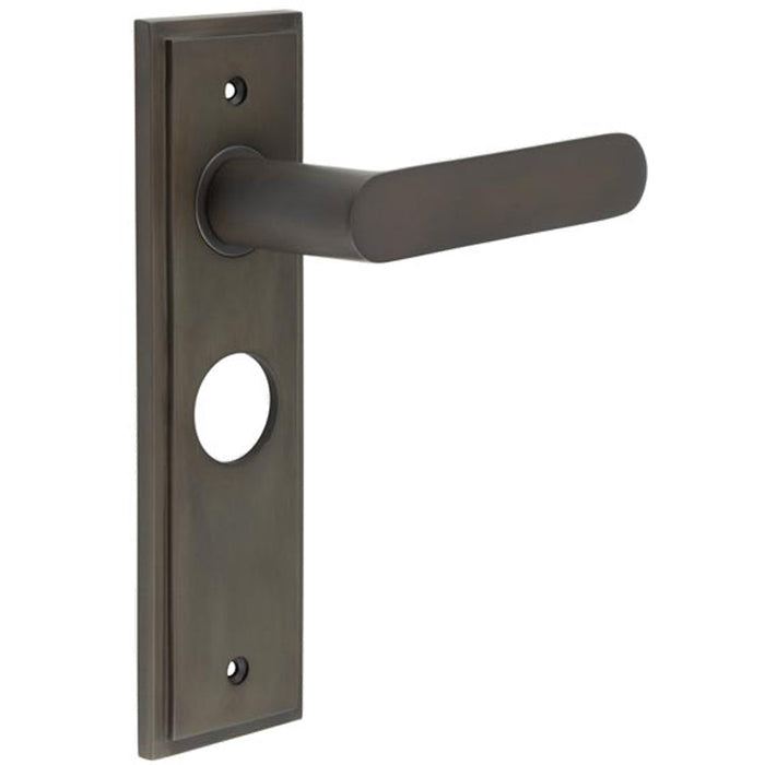 Elegant Dark Bronze Bathroom Door Handle with Durable Backplate Solid Brass Interior Handle