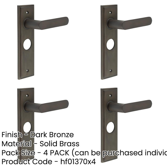 PACK Elegant Dark Bronze Bathroom Door Handle with Durable Backplate Solid Brass Interior Handle-1
