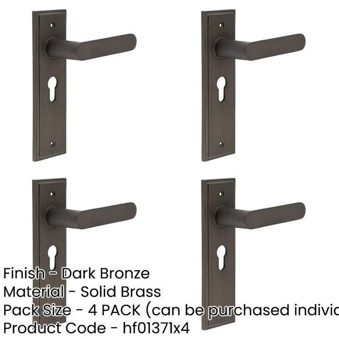 PACK Elegant Dark Bronze Euro Backplate Door Handle Luxurious Homes Solid Brass Interior Handle-1