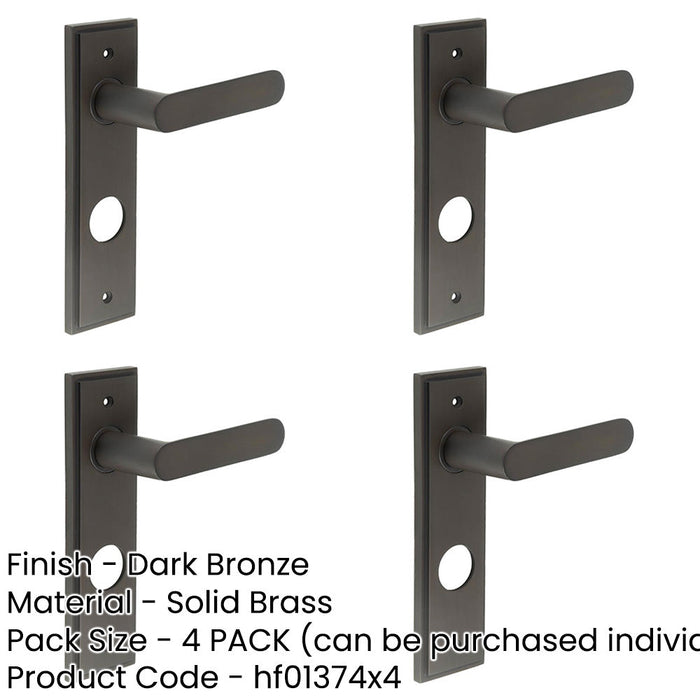 PACK Elegant Dark Bronze Door Handle with Backplate Bathrooms Solid Brass Interior Handle (6)-1