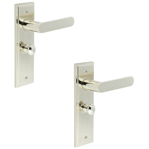 PACK Polished Nickel Bathroom Door Handle with Backplate Turn Release Solid Brass Interior Handle (28)