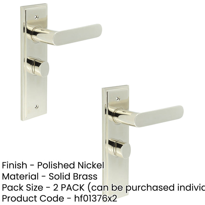 PACK Polished Nickel Bathroom Door Handle with Backplate Turn Release Solid Brass Interior Handle (29)-1