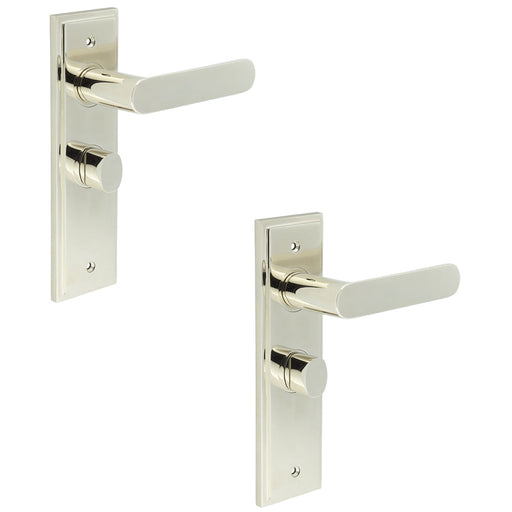 PACK Polished Nickel Bathroom Door Handle with Backplate Turn Release Solid Brass Interior Handle (29)