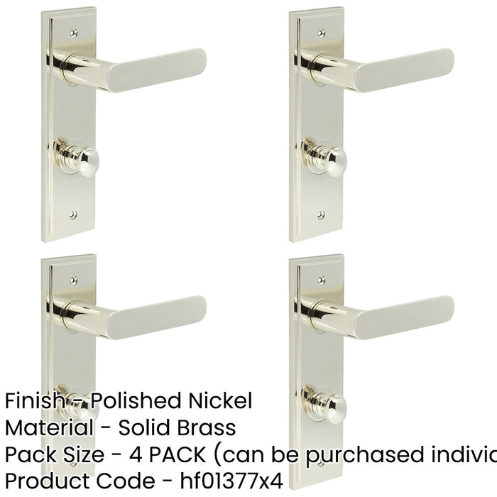 PACK Elegant Polished Nickel Door Handle with Backplate Bathrooms Solid Brass Interior Handle-1