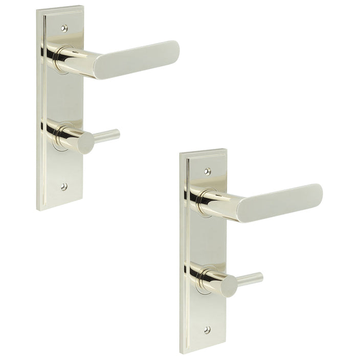 PACK Elegant Polished Nickel Door Handle with Backplate Bathrooms Solid Brass Interior Handle (4)