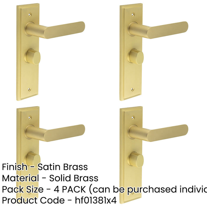 PACK Elegant Satin Brass Bathroom Door Handle with Backplate Turn Release Mechanism Solid Brass Interior Handle (1)-1