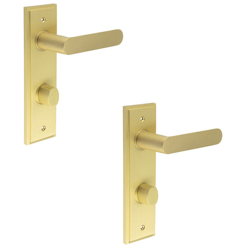 PACK Elegant Satin Brass Bathroom Door Handle with Turn Release Mechanism Solid Brass Interior Handle (1)