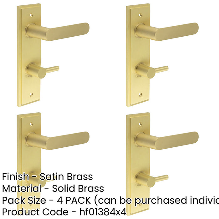 PACK Elegant Satin Brass Bathroom Door Handle with Backplate Turn Release Solid Brass Interior Handle (2)-1