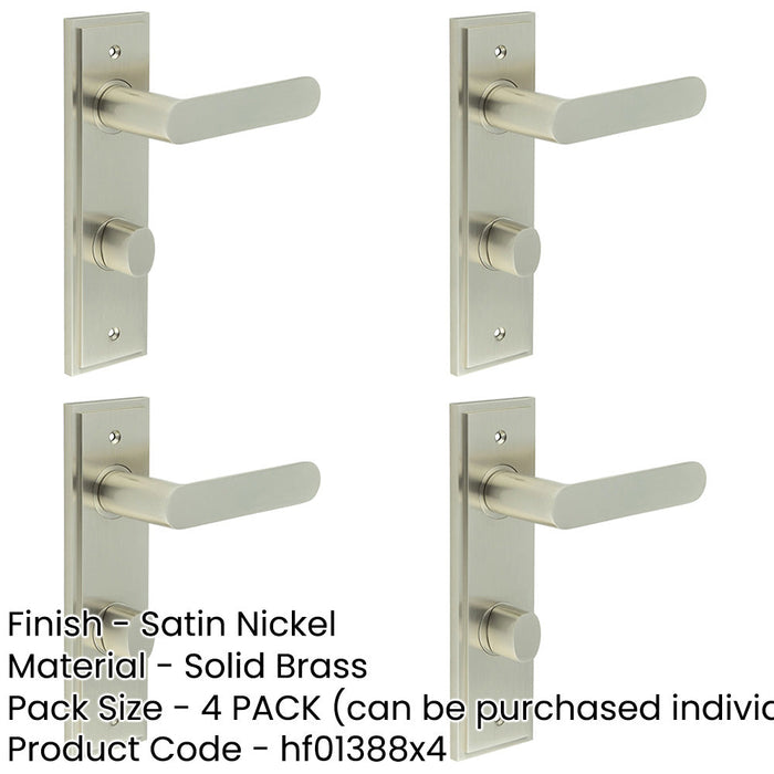 PACK Satin Nickel Bathroom Door Handle with Backplate Turn Release Mechanism Solid Brass Interior Handle (2)-1