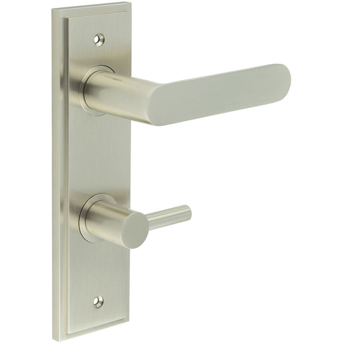 Elegant Satin Nickel Bathroom Door Handle with Turn Release Mechanism Solid Brass Interior Handle (1)