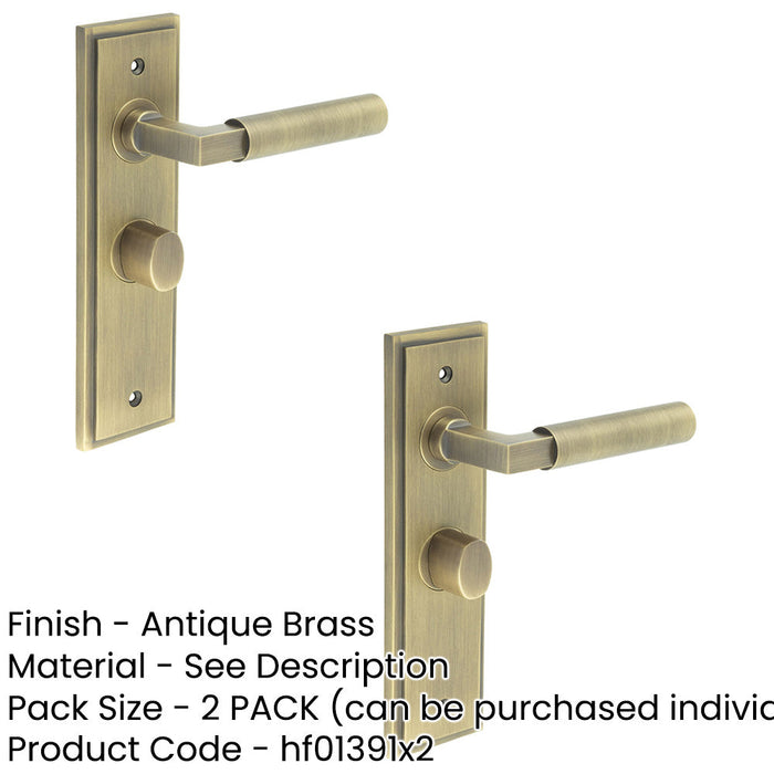 PACK Antique Brass Door Handle with Backplate Bathrooms Elegant Turn Release Design Solid Brass Interior Handle (4)-1
