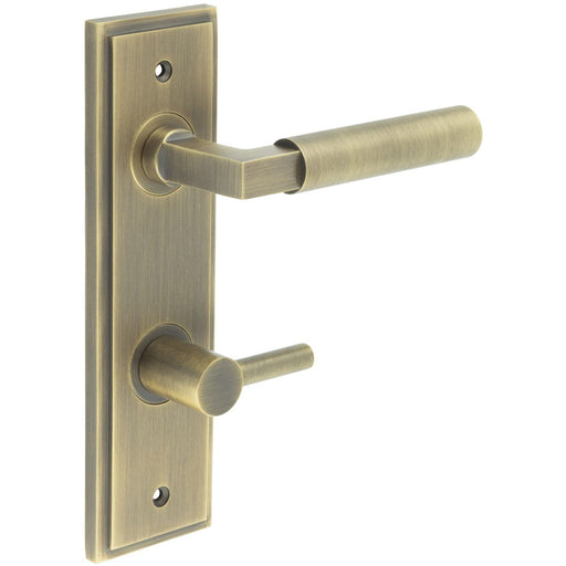 Antique Brass Door Handle Bathrooms with Turn Release Mechanism Solid Brass Interior Handle