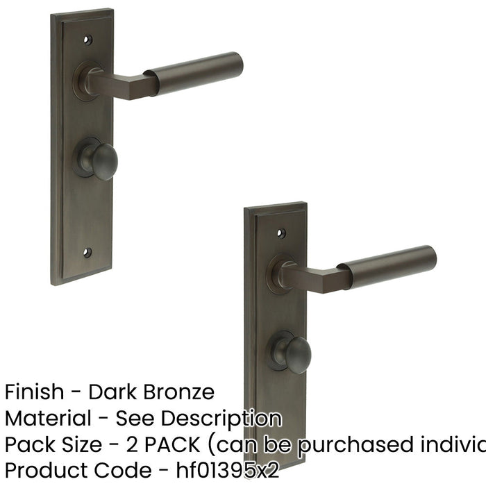 PACK Elegant Dark Bronze Door Handle with Backplate Bathrooms Solid Brass Interior Handle (17)-1