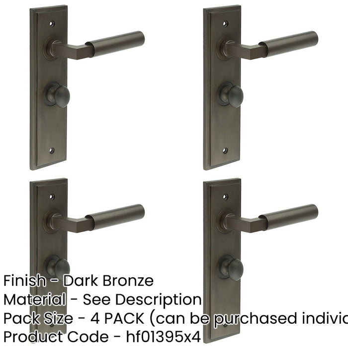 PACK Elegant Dark Bronze Door Handle with Backplate Bathrooms Solid Brass Interior Handle (7)-1