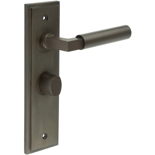 Luxurious Dark Bronze Bathroom Door Handle with Backplate Turn Release Solid Brass Interior Handle