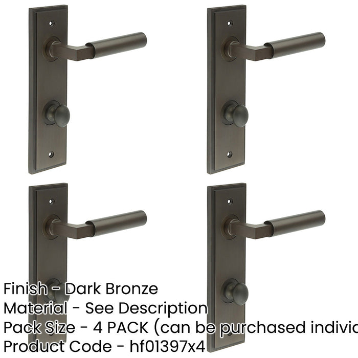 PACK Elegant Dark Bronze Door Handle with Backplate Bathroom Solid Brass Interior Handle-1