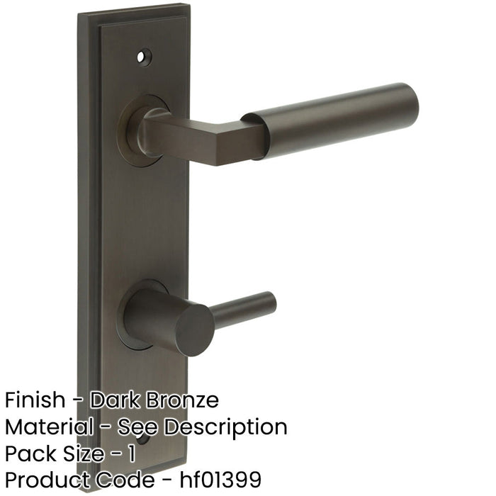 Elegant Dark Bronze Bathroom Door Handle with Backplate Turn Release Solid Brass Interior Handle (7)-1