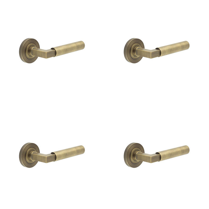 PACK Luxurious Antique Brass Door Handle Plain Rose Elegant Homes Solid Brass Interior Handle