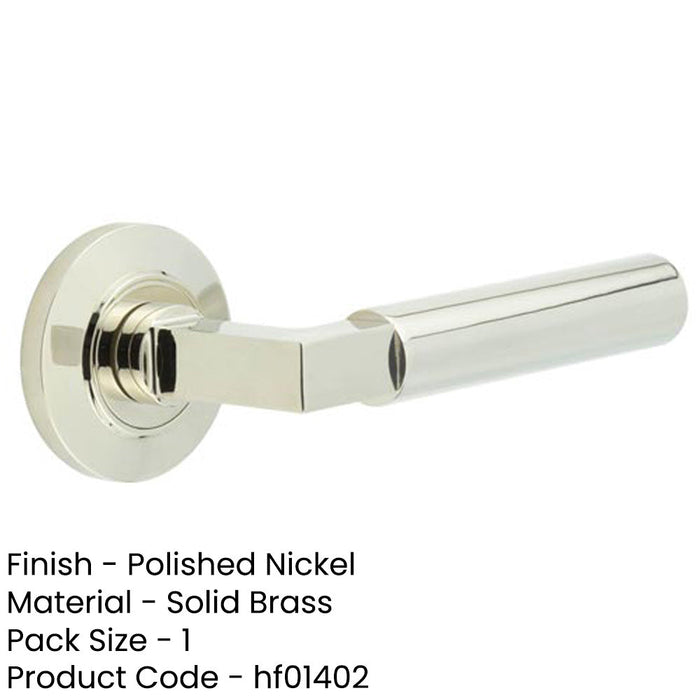Elegant Chamfered Rose Door Handle Polished Nickel Solid Brass Interior Handle (1)-1