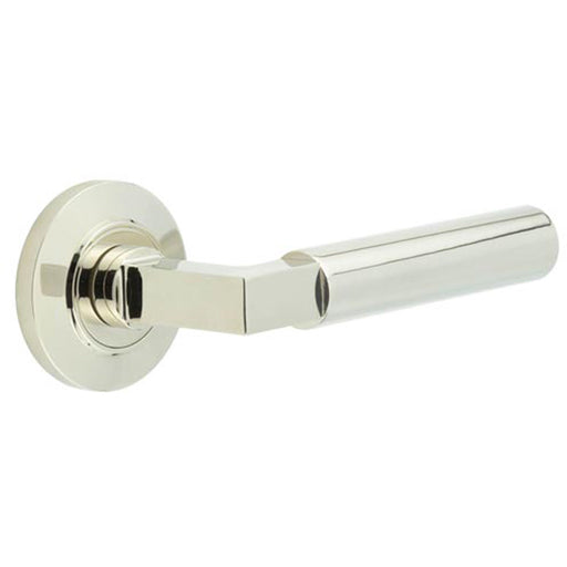 Elegant Chamfered Rose Door Handle Polished Nickel Solid Brass Interior Handle (1)