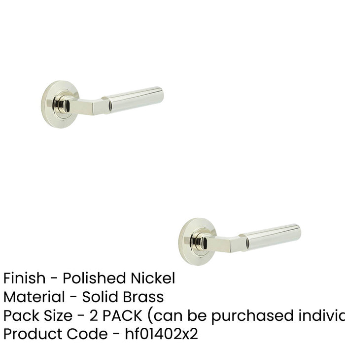 PACK Elegant Chamfered Rose Door Handle Polished Nickel Solid Brass Interior Handle (4)-1