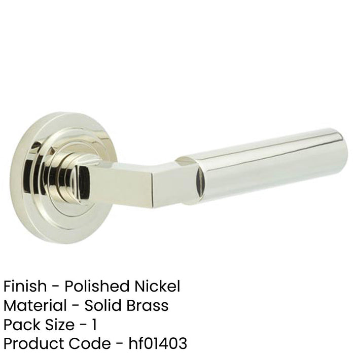 Elegant Polished Nickel Door Handle with Stepped Rose Design Solid Brass Interior Handle (1)-1