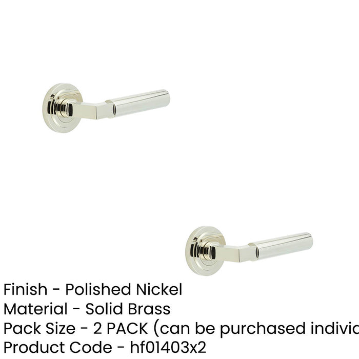 PACK Elegant Polished Nickel Door Handle with Stepped Rose Design Solid Brass Interior Handle (4)-1