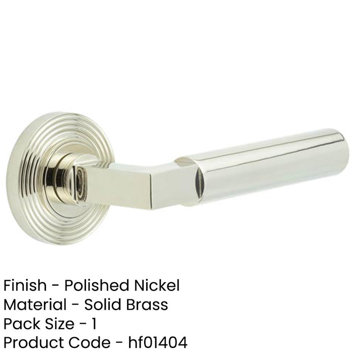 Luxurious Polished Nickel Reeded Door Handle with Rose Design Solid Brass Interior Handle-1
