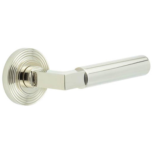 Luxurious Polished Nickel Reeded Door Handle with Rose Design Solid Brass Interior Handle