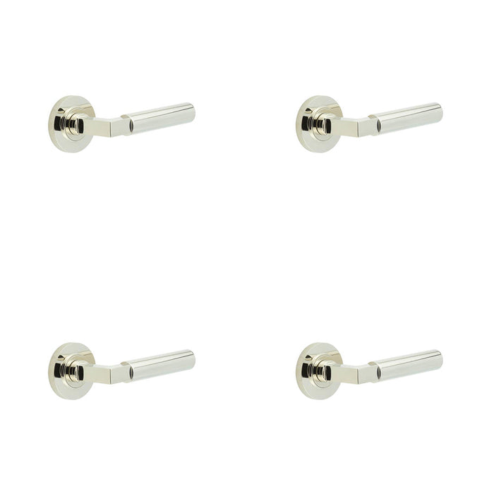 PACK Luxurious Knurled Rose Door Handle Polished Nickel Elegant Interiors Solid Brass Interior Handle