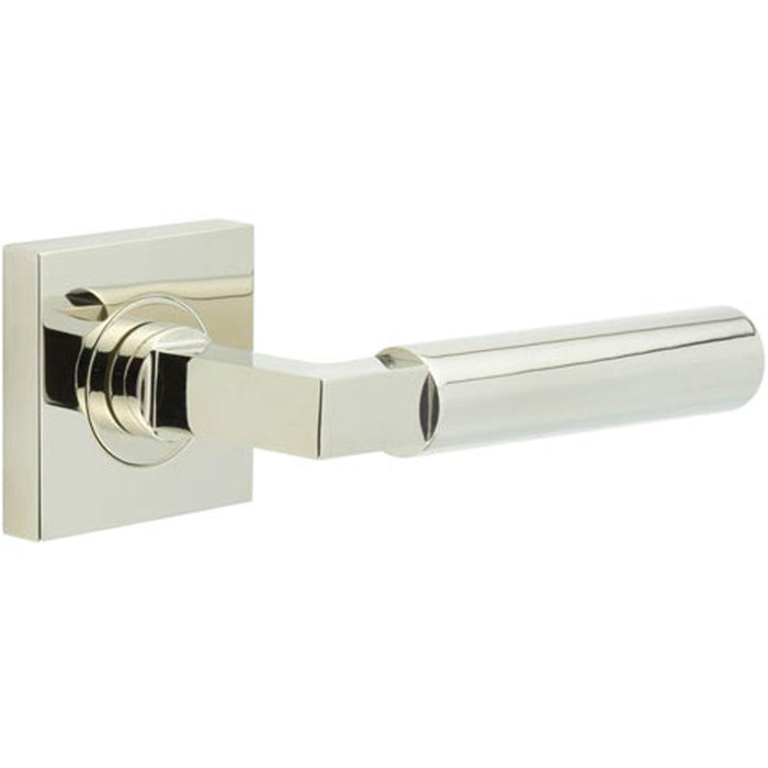 Luxurious Polished Nickel Square Door Handle Elegant Design Home Office Solid Brass Interior Handle