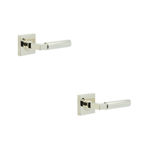 PACK Luxurious Polished Nickel Square Door Handle Elegant Design Home Office Solid Brass Interior Handle (1)