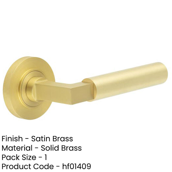 Elegant Satin Brass Door Handle with Rose Design Solid Brass Interior Handle-1