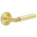Elegant Satin Brass Door Handle with Chamfered Rose Design Solid Brass Interior Handle (1)