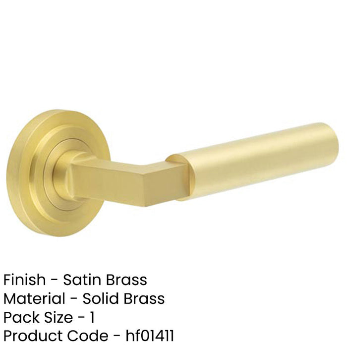 Luxurious Satin Brass Door Handle with Stepped Rose Design Solid Brass Interior Handle-1